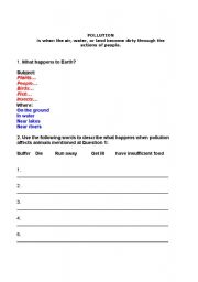 English Worksheet: Pollution-writing-task