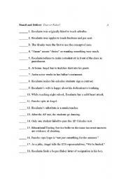 English Worksheet: Stand And Deliver True and False Worksheet