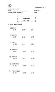 English worksheet: Numbers