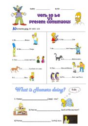English Worksheet: verb to be vs present continuous