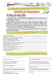 English Worksheet: A day in my life