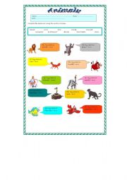 English worksheet: Famous Animals