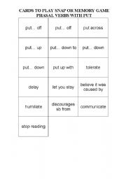 English Worksheet: Phrasal verbs with put