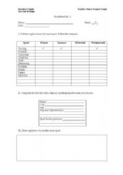 English Worksheet: Sports