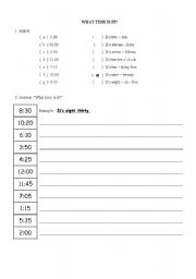 English worksheet: What time is it?