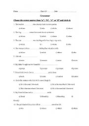 English worksheet: Relative pronouns