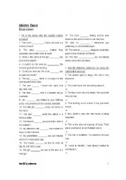 English Worksheet: adjective clause execise
