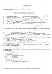 English Worksheet: Grammar review for the  elementary or lower intermediate level