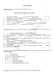 English worksheet: Grammar review for the  elementary or lower intermediate level