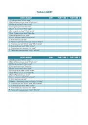 English worksheet: PLURALS SURVEY