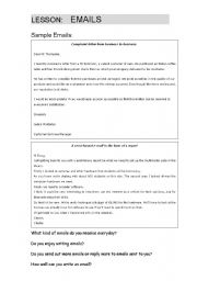 English Worksheet: Writing Emails In Business