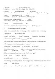 English Worksheet: simple past past cont