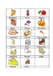 English worksheet: food