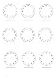 English Worksheet: Clock quiz test