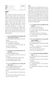 English worksheet: Reading and vobulary exercise