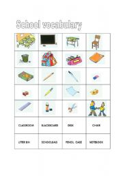 English Worksheet: School Flashcards