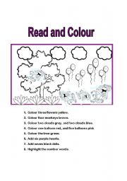 English Worksheet: Read and colour the picture.