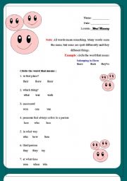 English worksheet: Word Meaning