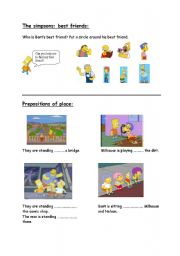 English worksheet: Prepositions of place (The Simpsons)