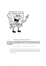 English Worksheet: Bob sponge. Reading for kids.