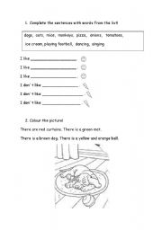 English worksheet: I like