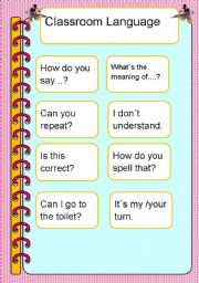 English Worksheet: Classroom Language