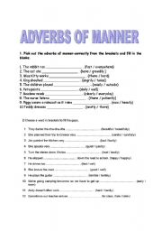 English Worksheet: adverbs of manner