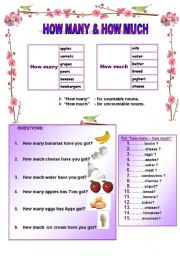 English Worksheet: HOW MANY - HOW MUCH