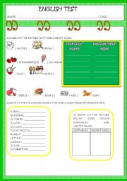 English Worksheet: COUNTABLE AND UNCOUNTABLE