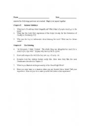 English Worksheet: The Witches by Roald Dahl questions for Chapters 5 & 6