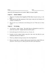 English worksheet: The Witches by Roald Dahl questions for Chapters 5 & 6