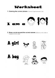 English Worksheet: Boy and Girl