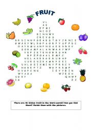 English Worksheet: Fruit Word-search!