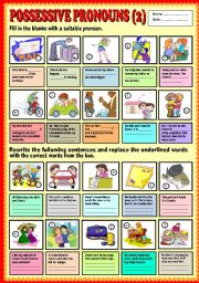 English Worksheet: Possessive Pronouns ( part 2) + KEY