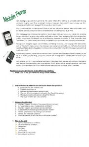 English Worksheet: Mobile Fever and first conditional (Part 1)
