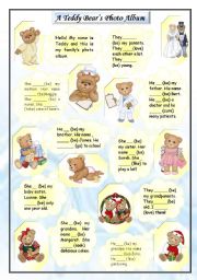 English Worksheet: A Teddy Bears Family Photo Album - Present Simple