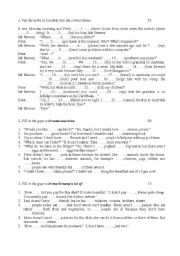 English Worksheet: test on Tenses, quantity, infinitive of purpose  and prepositions /New Headway Pre Intermediate Units 1-10