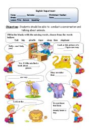 English Worksheet: animals