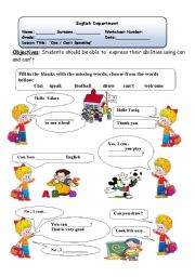 English Worksheet: abilities