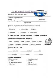 English worksheet: english test 