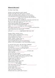 English Worksheet: Where Is The Love (Song - Gap Fill)