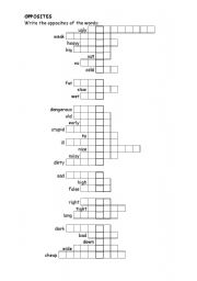 English Worksheet: Opposites