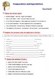 English Worksheet: Comparatives and Superlatives