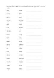 English Worksheet: PARTS OF BODY compound words