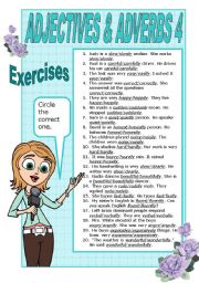 English Worksheet: ADJECTIVES AND ADVERBS   4 -    EXERCISES