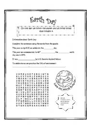 English Worksheet: Earth Day Practice