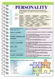 English Worksheet: Adjectives describing personality.