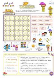 English Worksheet: Weather Fun Activities for Elementary and Lower intermediate Stds.