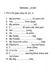 English Worksheet: to be