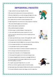 English Worksheet: IMPERSONAL PASSIVES